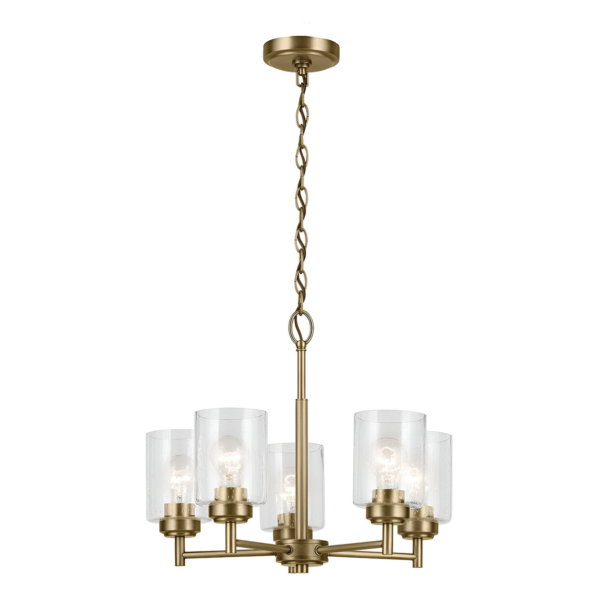 Winslow 5 Light Glass Chandelier - Brass