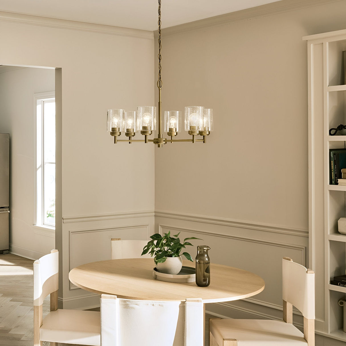 Winslow 6 Light Glass Chandelier - Brass