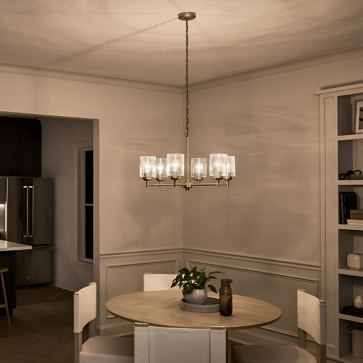 Winslow 6 Light Glass Chandelier - Brass