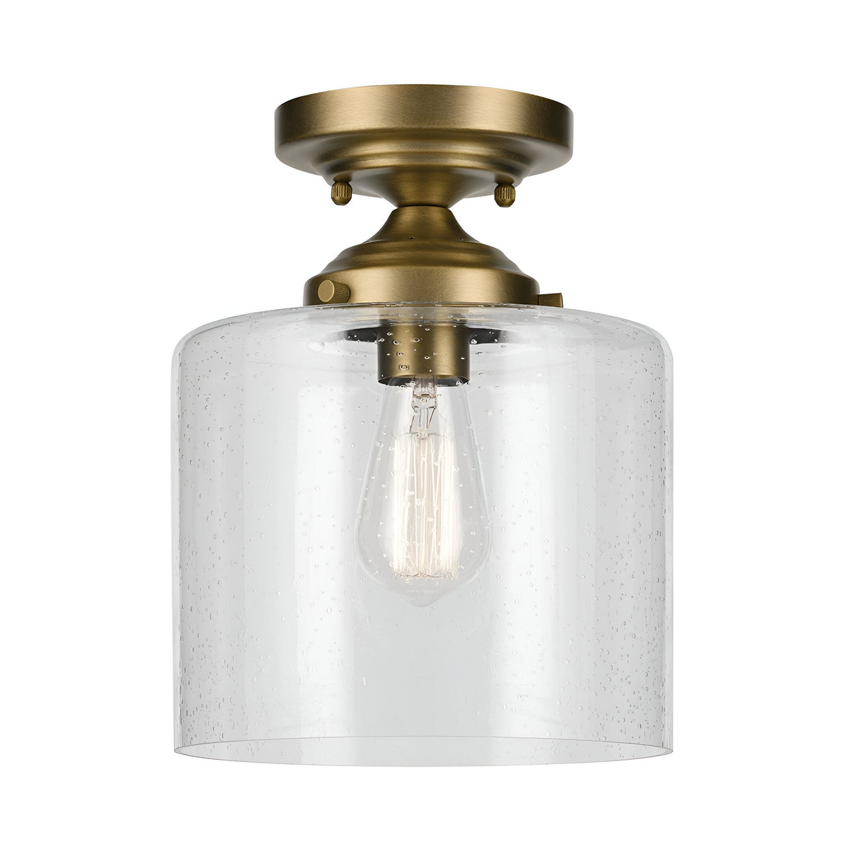 Winslow 1 Light Glass Ceiling Semi-Flush Ceiling Light - Brass