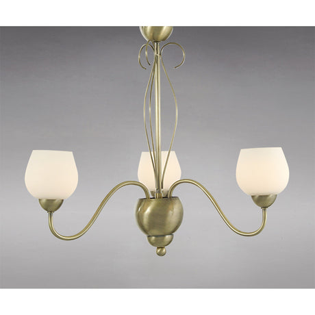 Klara 46cm 3 Light Opal Glass Chandelier - Antique Brass