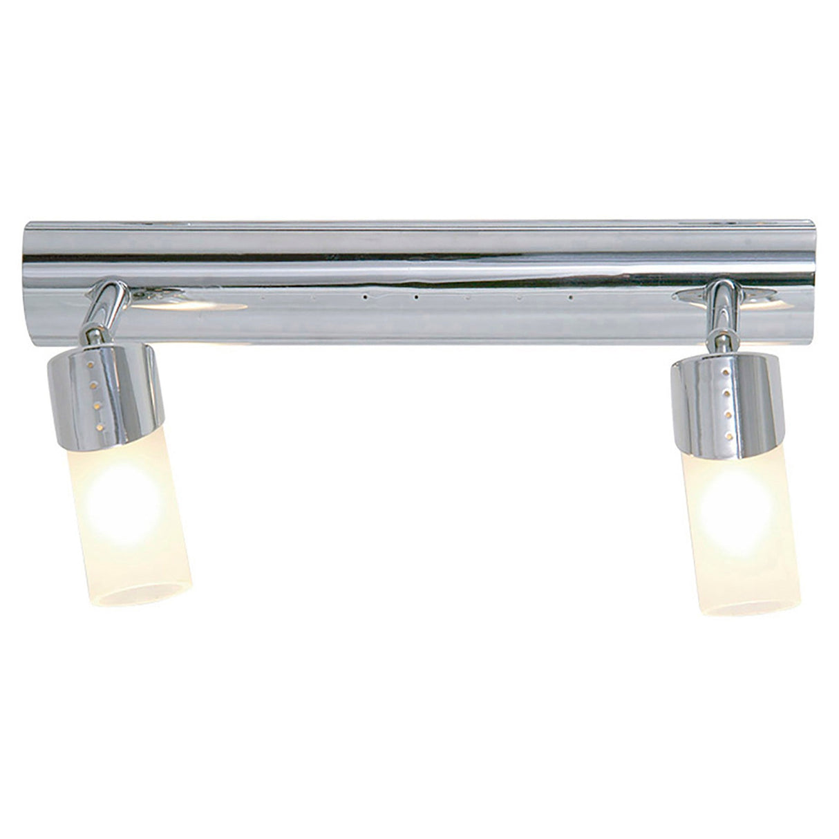 Kopus 2 Light Frosted Glass Semi-Flush Ceiling Light - Polished Chrome