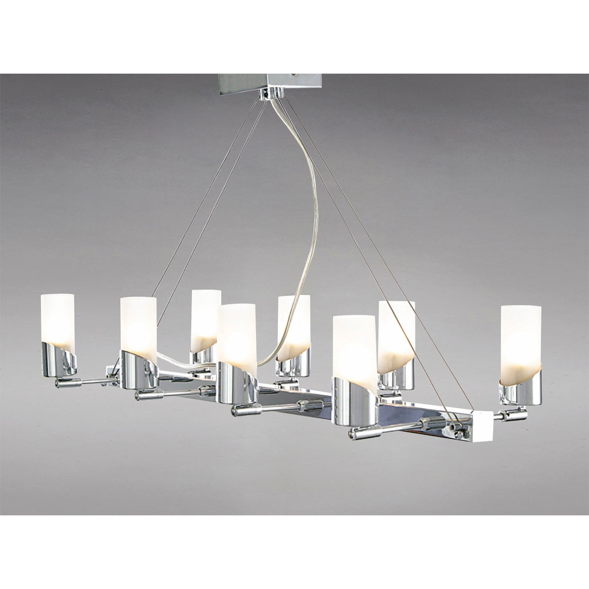 Kopus 8 Light Glass Linear Suspension Light - Polished Chrome