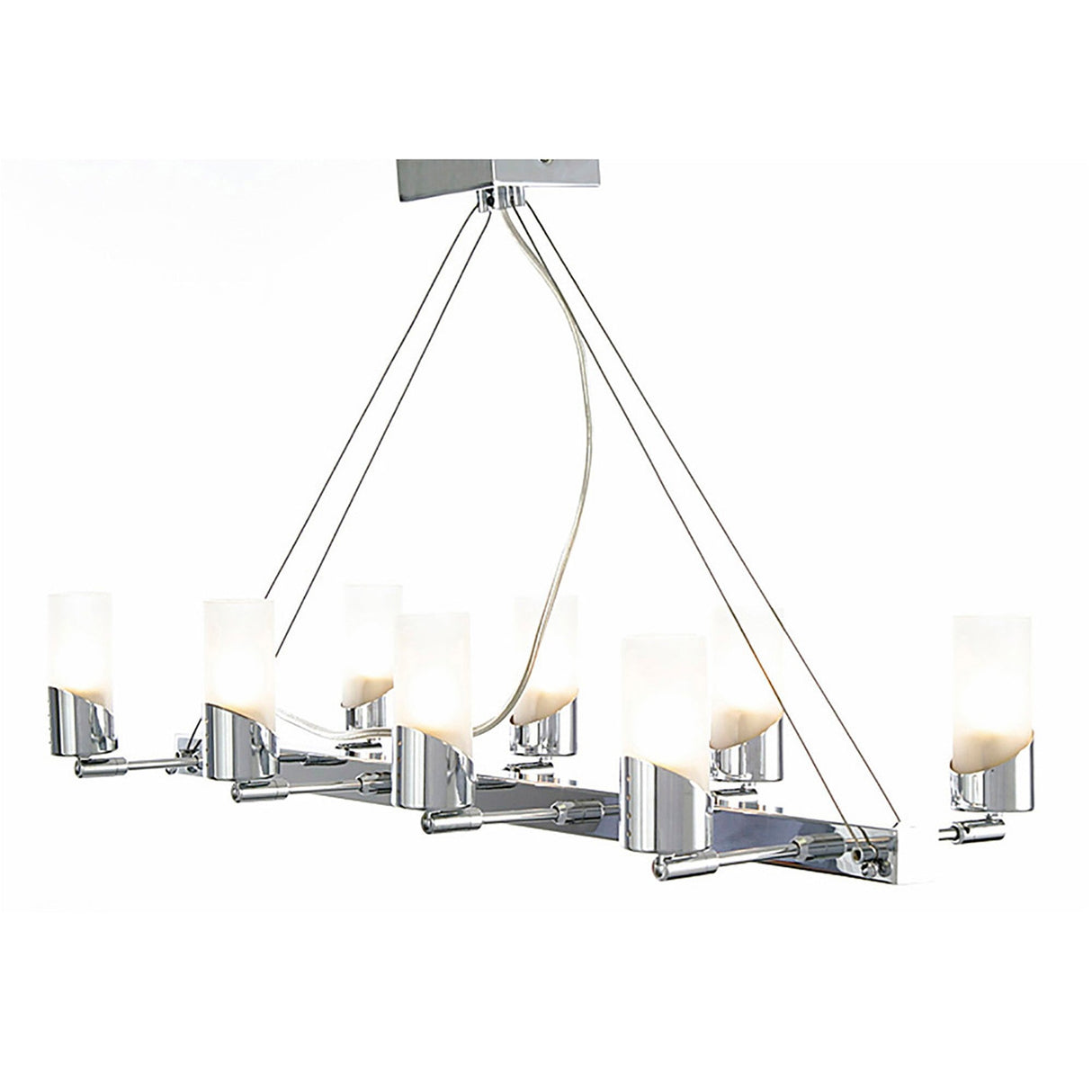 Kopus 8 Light Glass Linear Suspension Light - Polished Chrome
