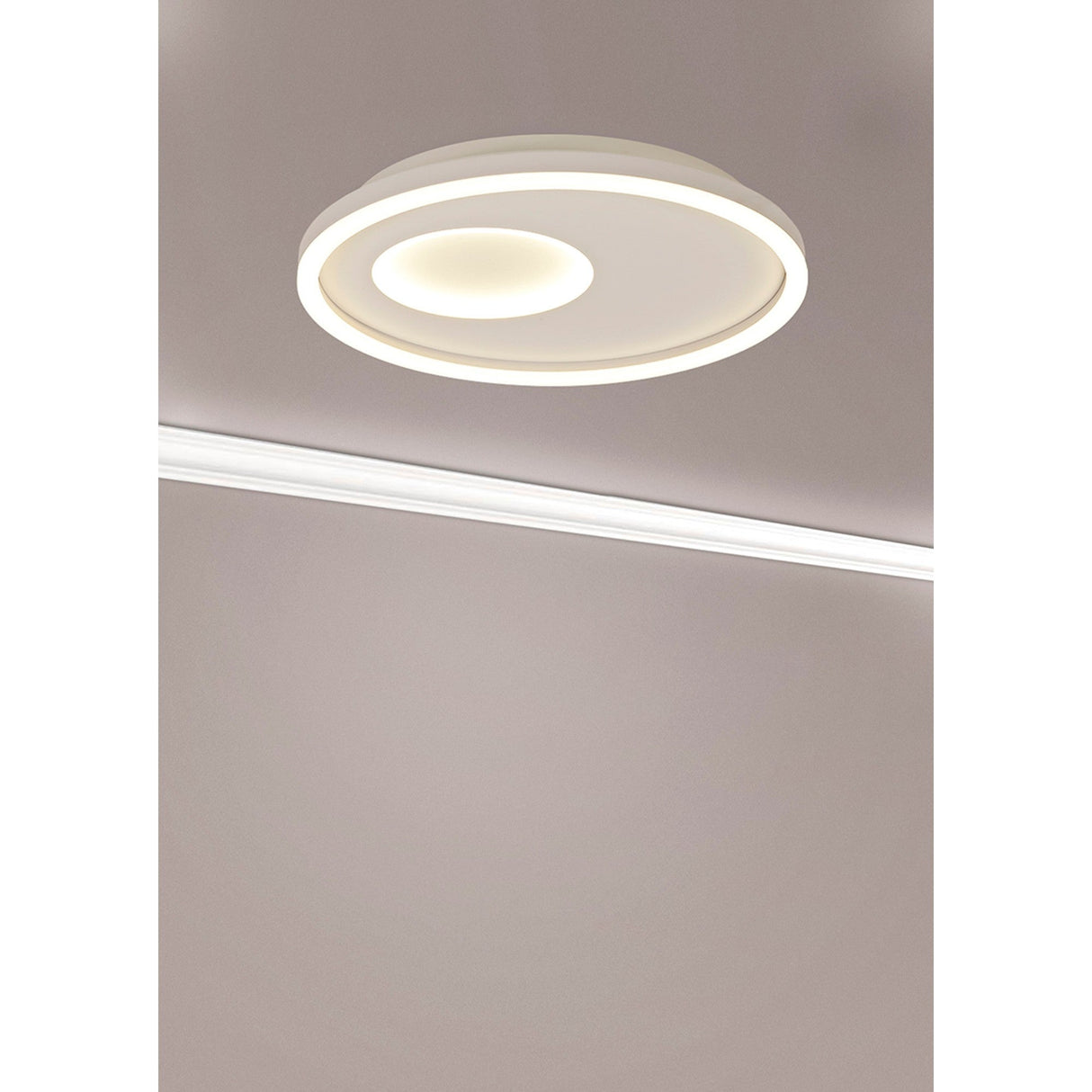 Krater CCT Dimmable LED Semi-Flush Ceiling Light With Remote Control - White