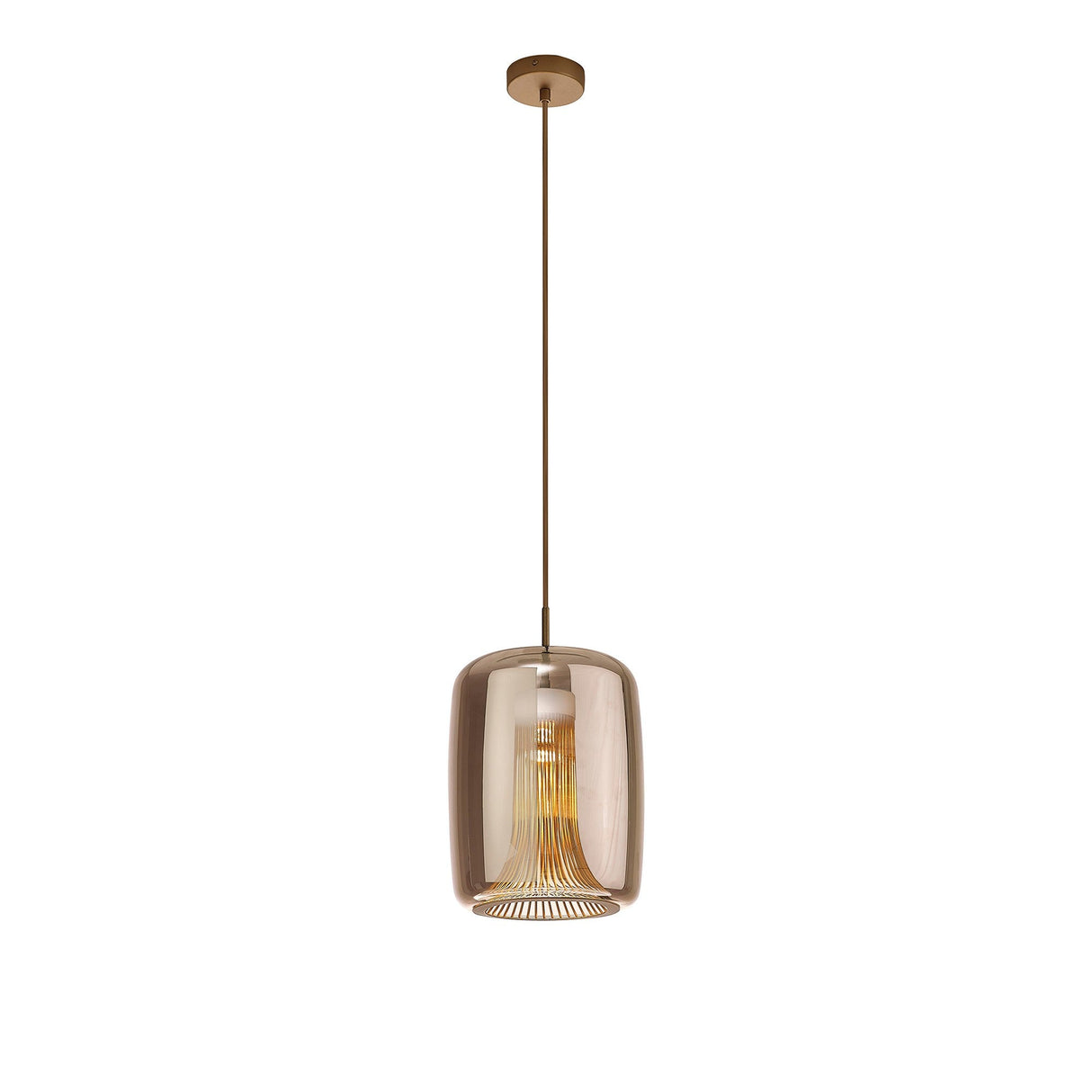 Kriss 24cm Cylinder 1 Light Glass Pendant Light - Bronze