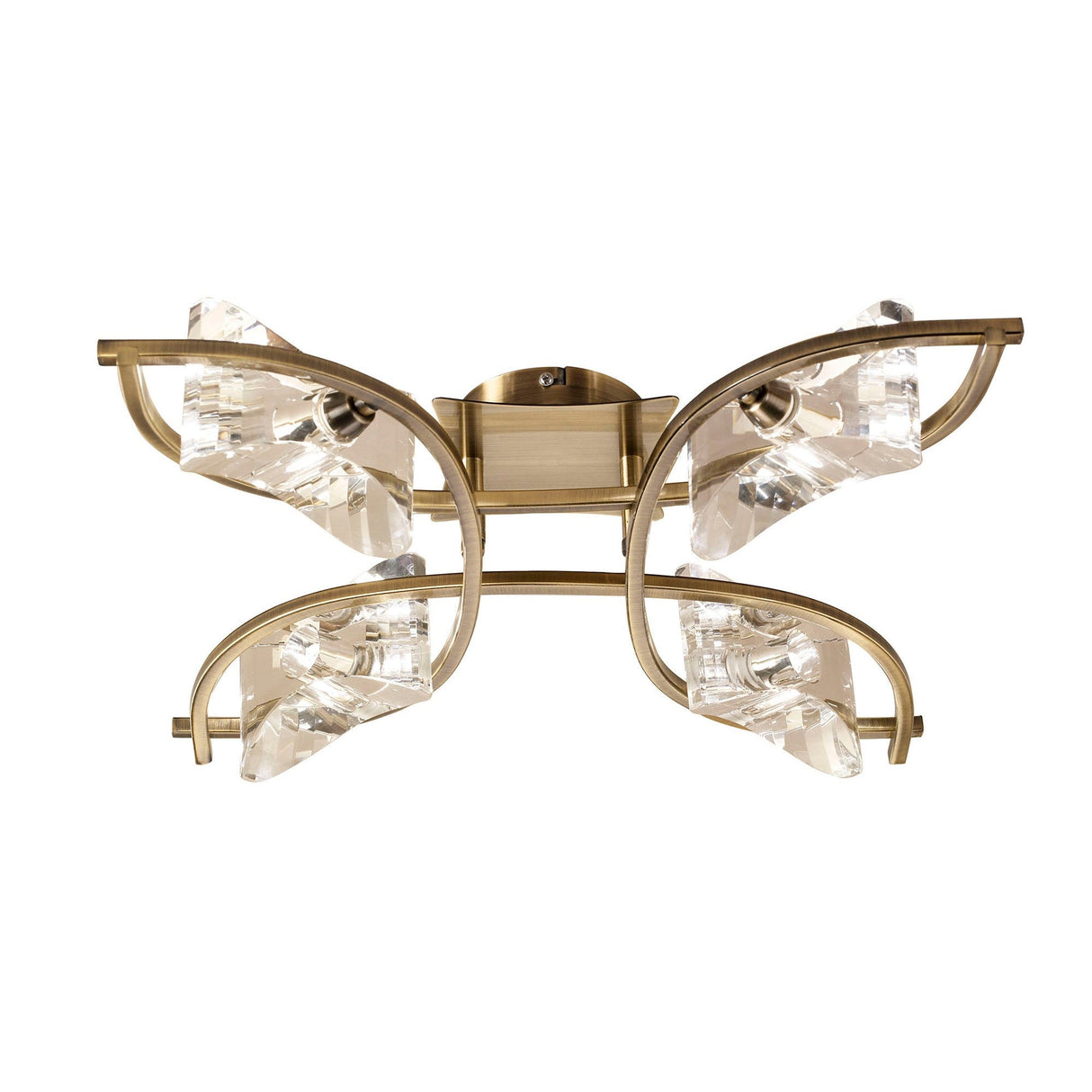 Kromo 4 Light Semi-Flush Ceiling Light - Antique Brass