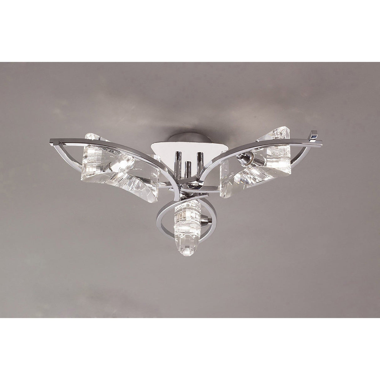 Kromo 3 Light Semi-Flush Ceiling Light - Polished Chrome