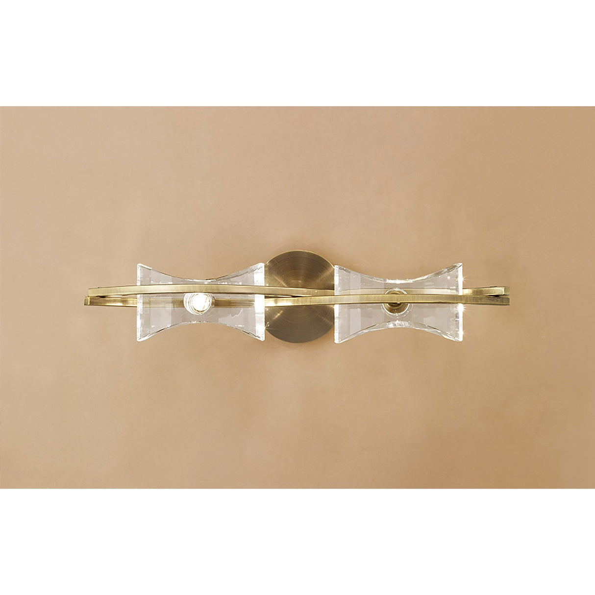 Kromo 2 Light Wall Light With Switch - Antique Brass