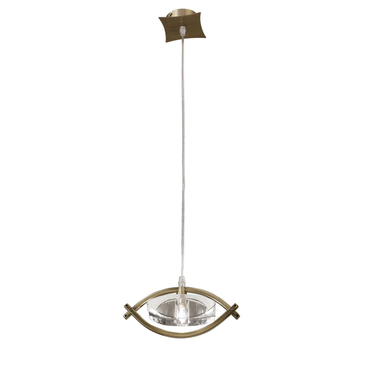 Kromo 1 Light Pendant Light - Antique Brass