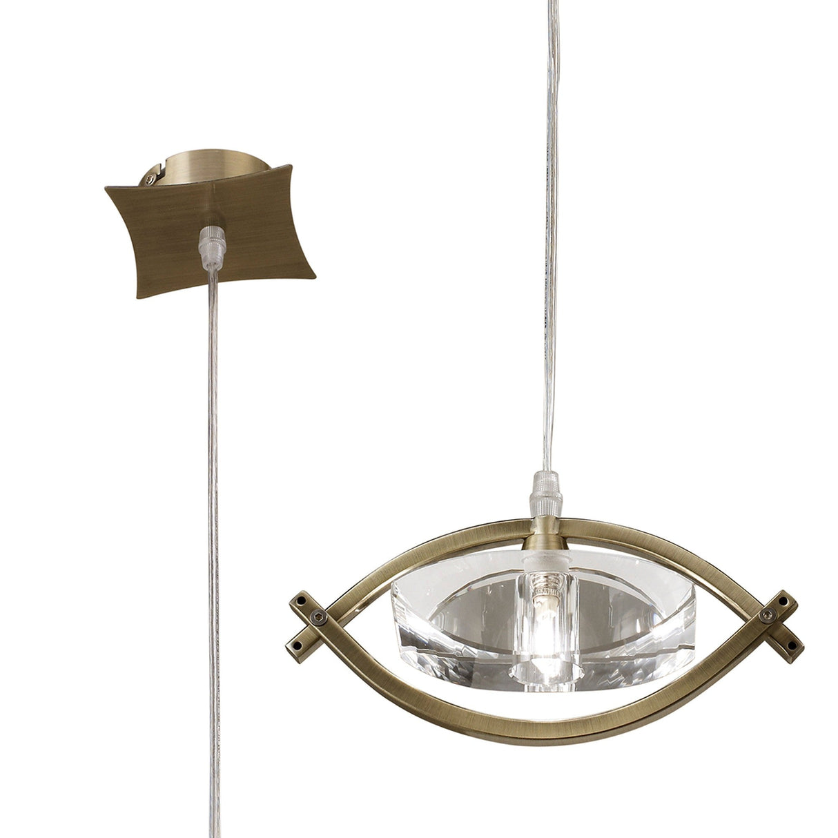 Kromo 1 Light Pendant Light - Antique Brass