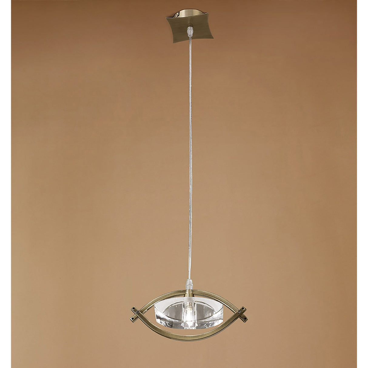Kromo 1 Light Pendant Light - Antique Brass