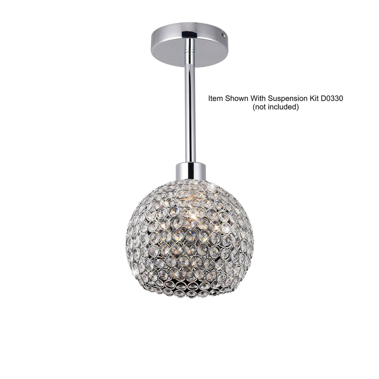 Kudo Crystal Ball Crystal Lampshade - Polished Chrome