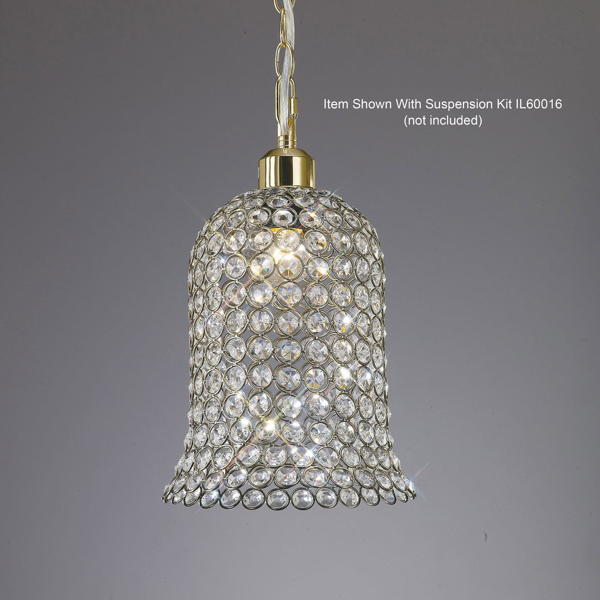 Kudo Crystal Bell Crystal Lampshade - Antique Brass