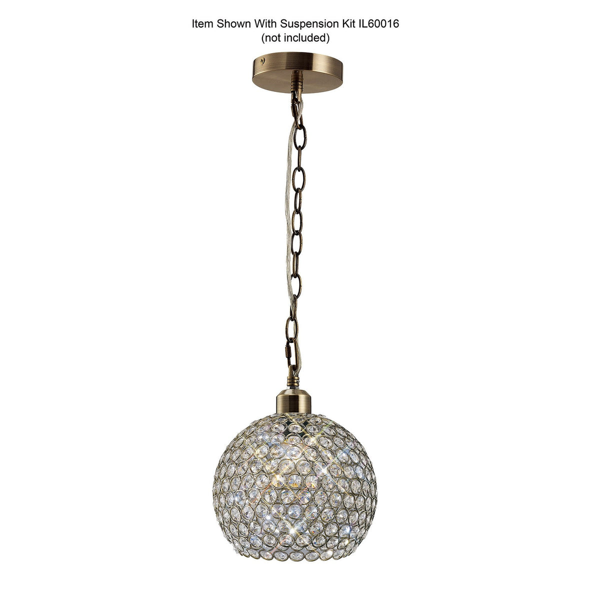 Kudo Crystal Ball Crystal Lampshade - Antique Brass