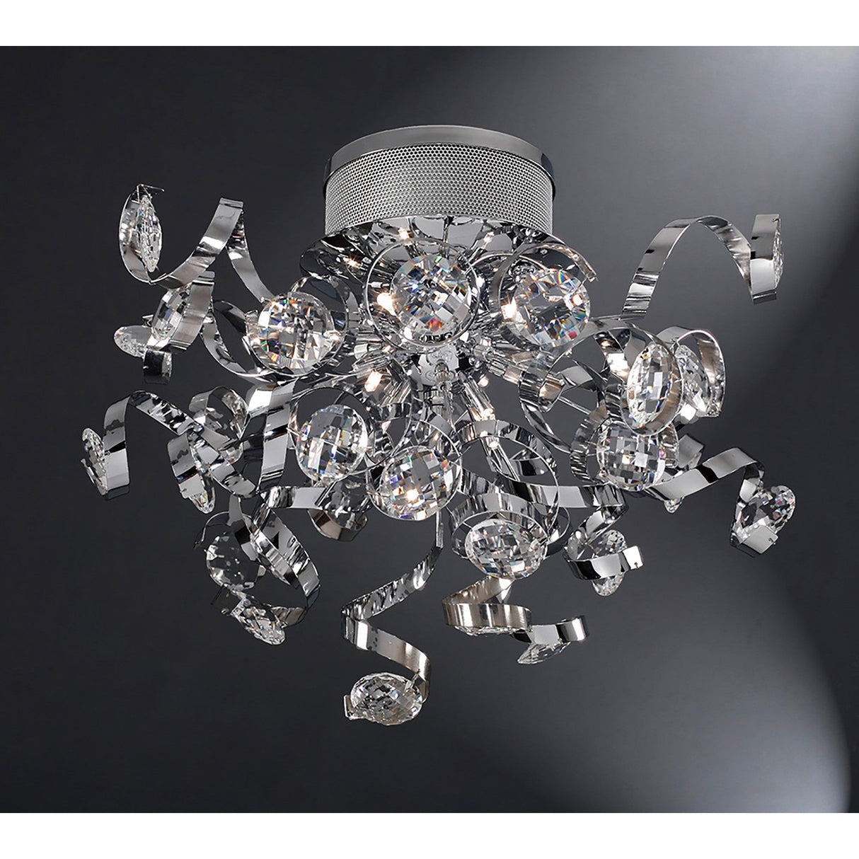 Kurlz 9 Light Crystal Semi-Flush Ceiling Light - Polished Chrome