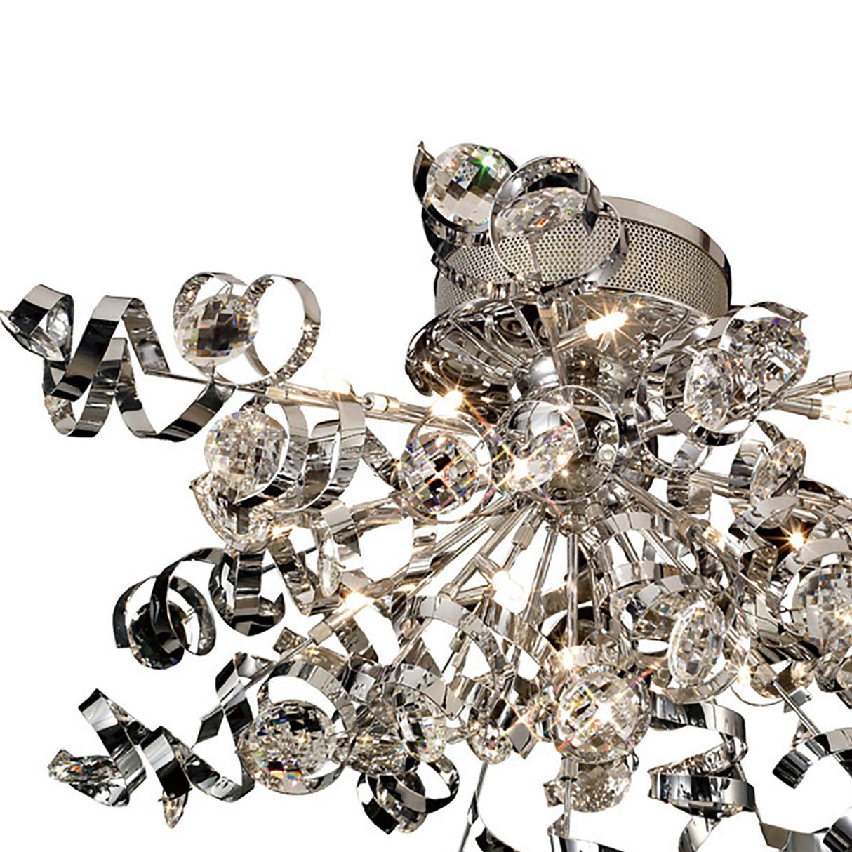 Kurlz 15 Light Crystal Semi-Flush Ceiling Light - Polished Chrome