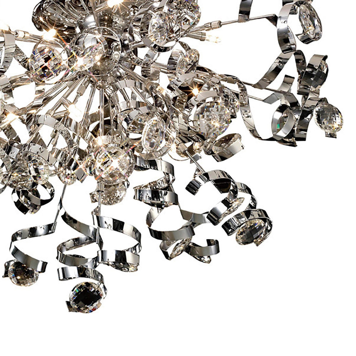 Kurlz 15 Light Crystal Semi-Flush Ceiling Light - Polished Chrome