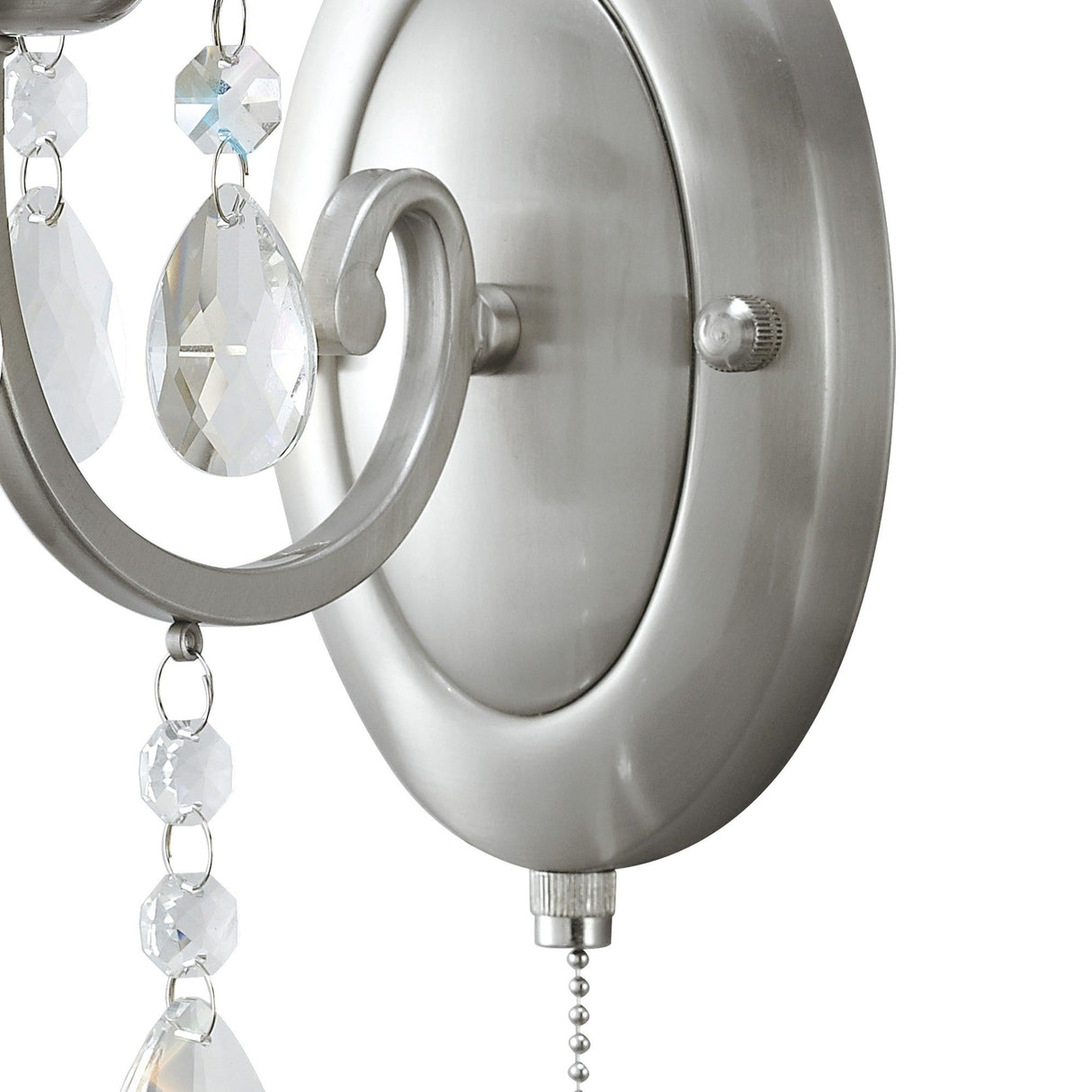 Kyra 1 Light Crystal Wall Light With Switch - Nickel