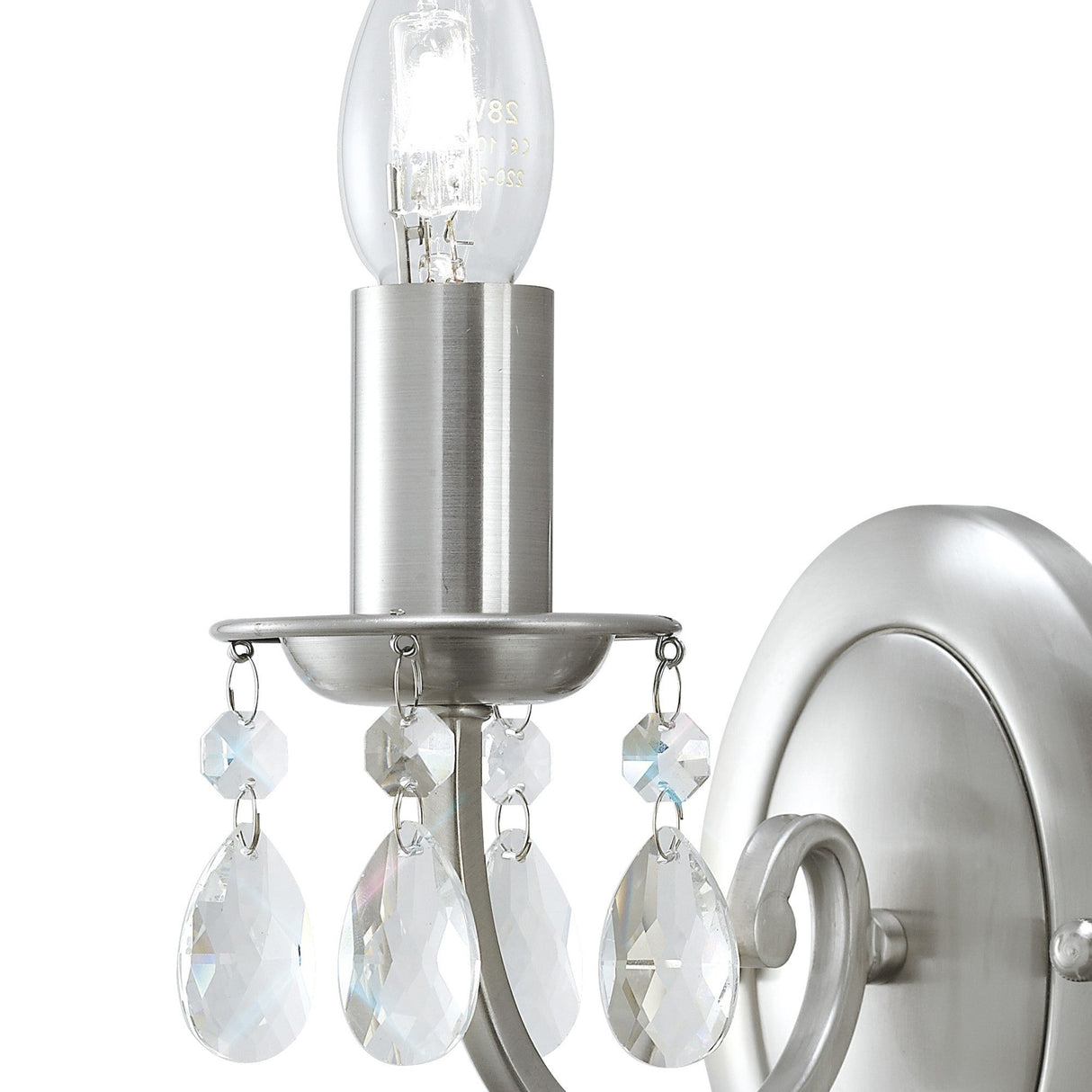 Kyra 1 Light Crystal Wall Light With Switch - Nickel