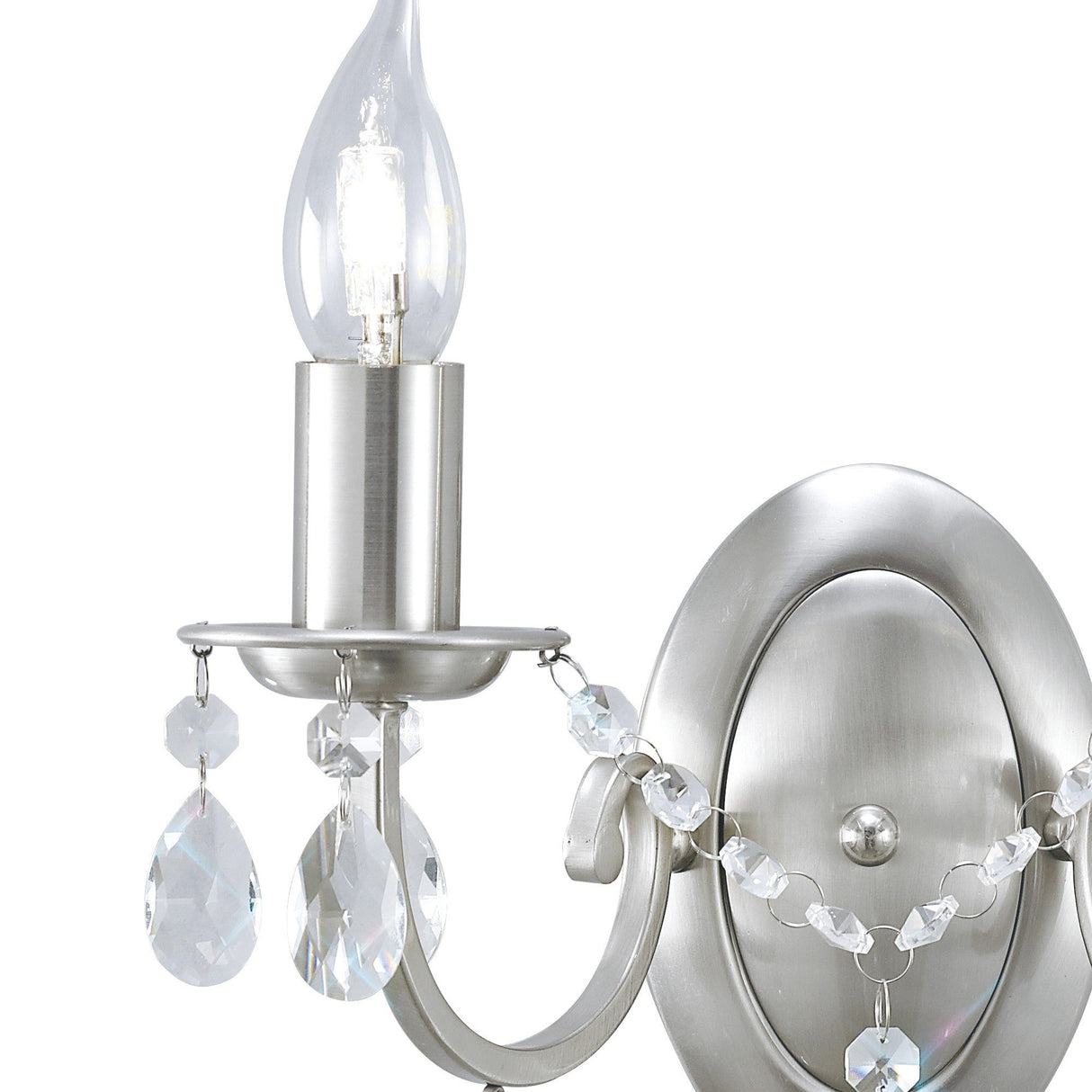 Kyra 2 Light Crystal Wall Light With Switch - Nickel