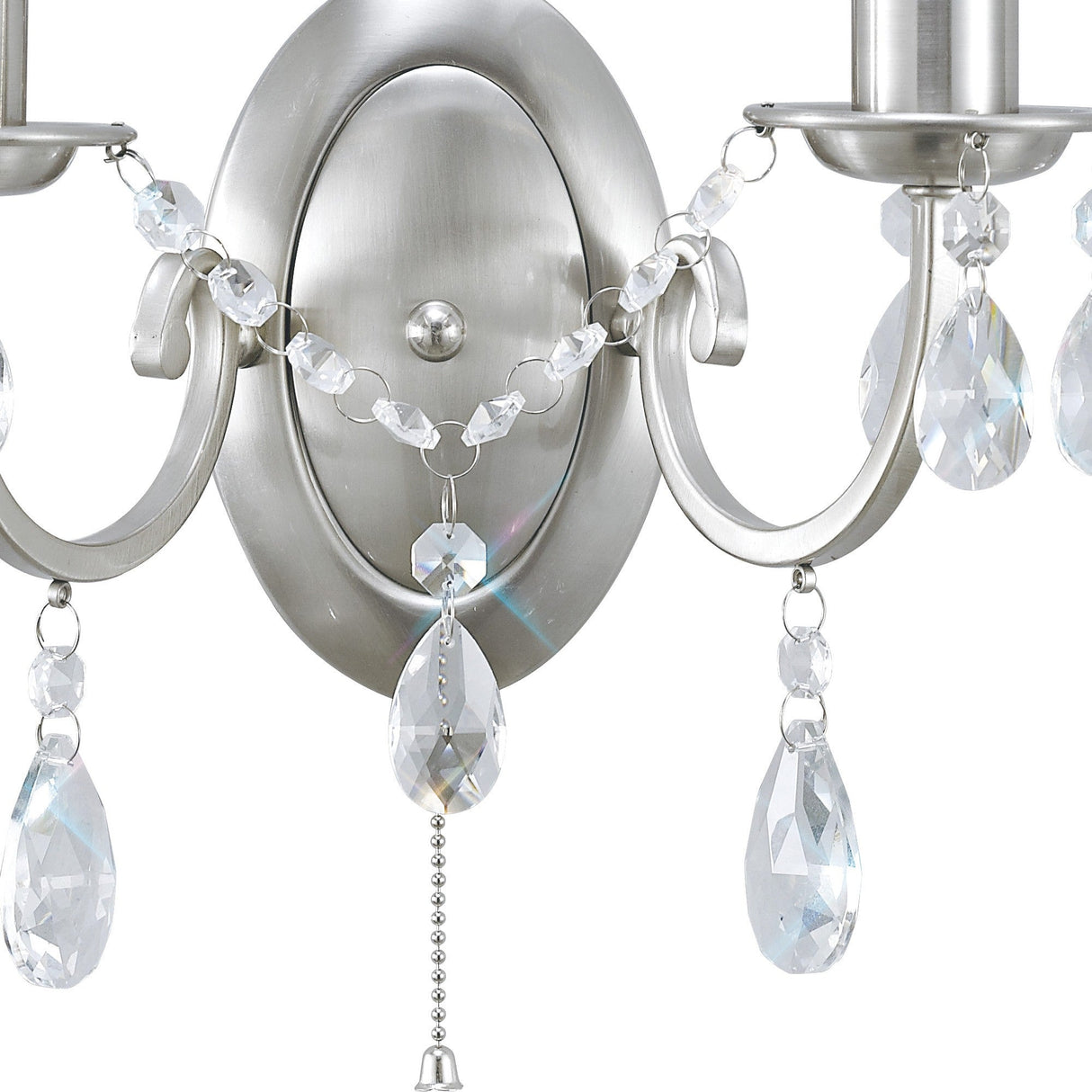 Kyra 2 Light Crystal Wall Light With Switch - Nickel