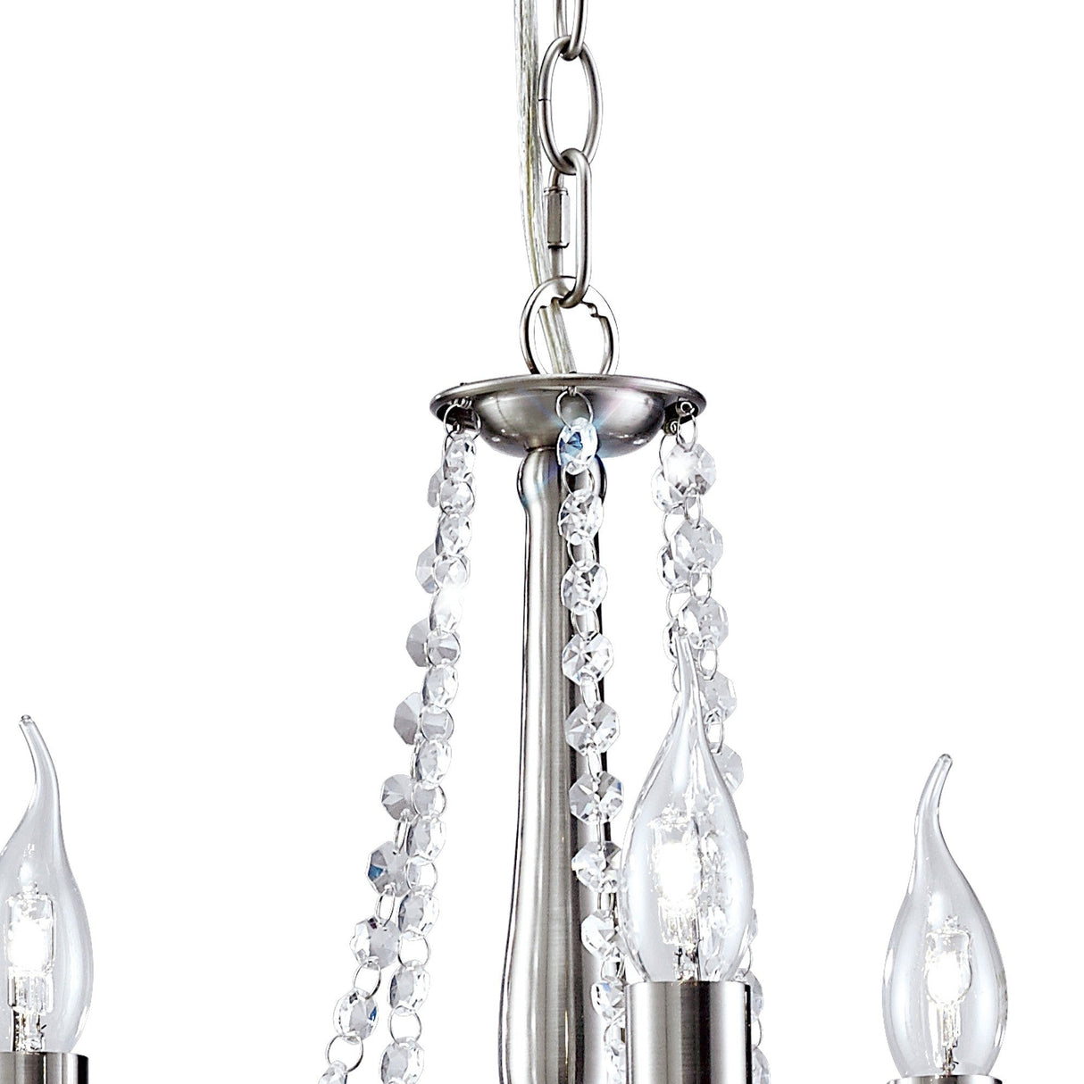 Kyra 38.5cm 3 Light Crystal Chandelier - Satin Nickel