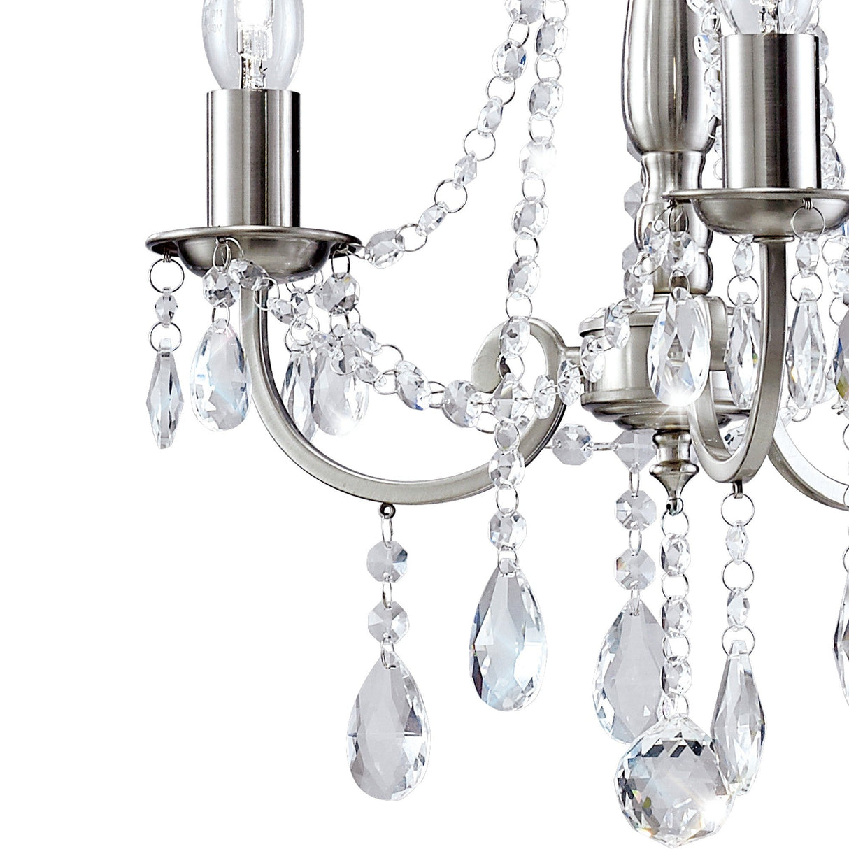 Kyra 38.5cm 3 Light Crystal Chandelier - Satin Nickel