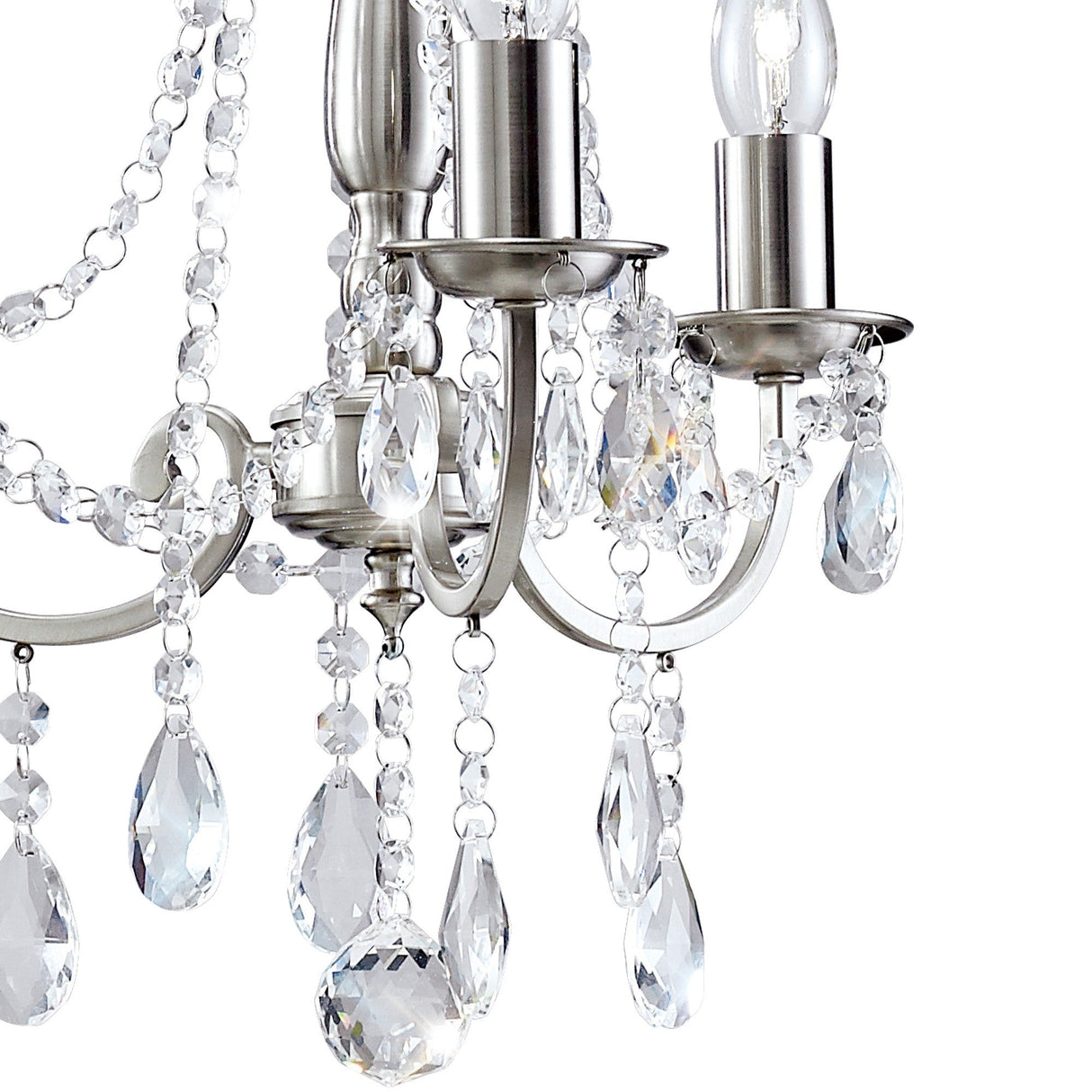 Kyra 38.5cm 3 Light Crystal Chandelier - Satin Nickel