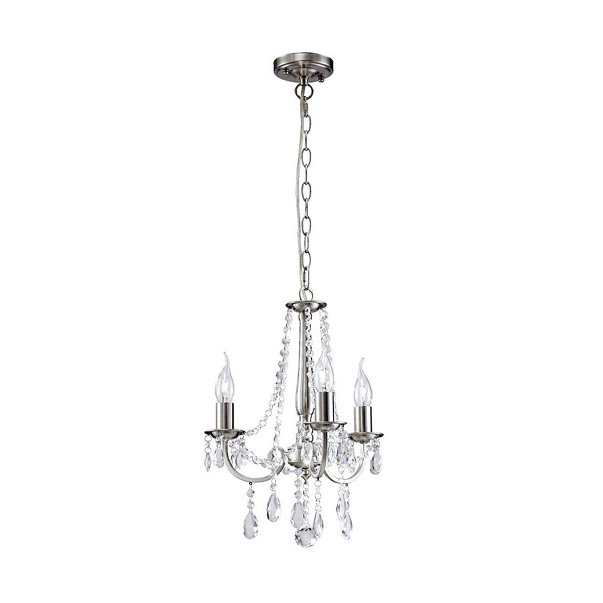 Kyra 38.5cm 3 Light Crystal Chandelier - Satin Nickel