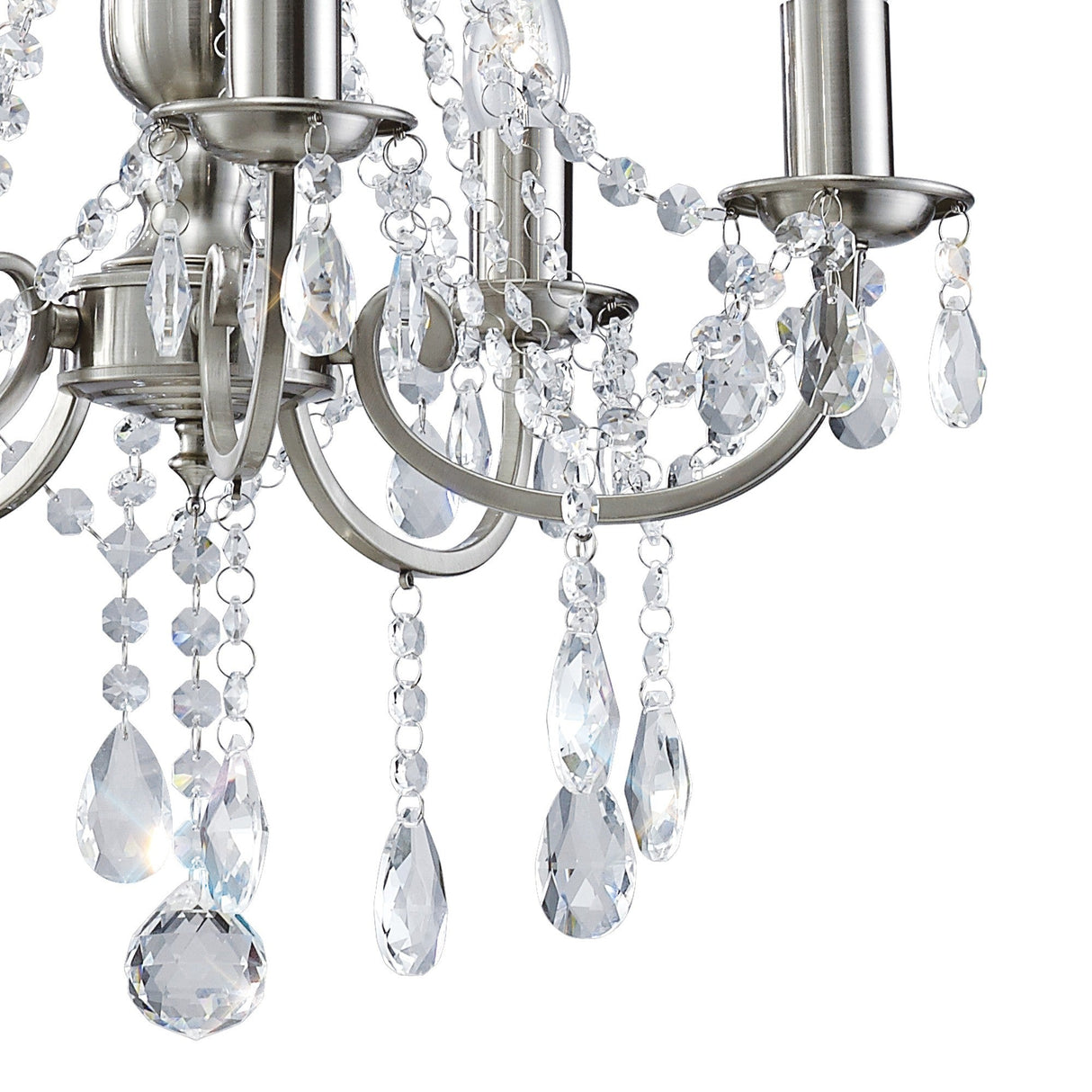 Kyra 48cm 5 Light Crystal Chandelier - Satin Nickel