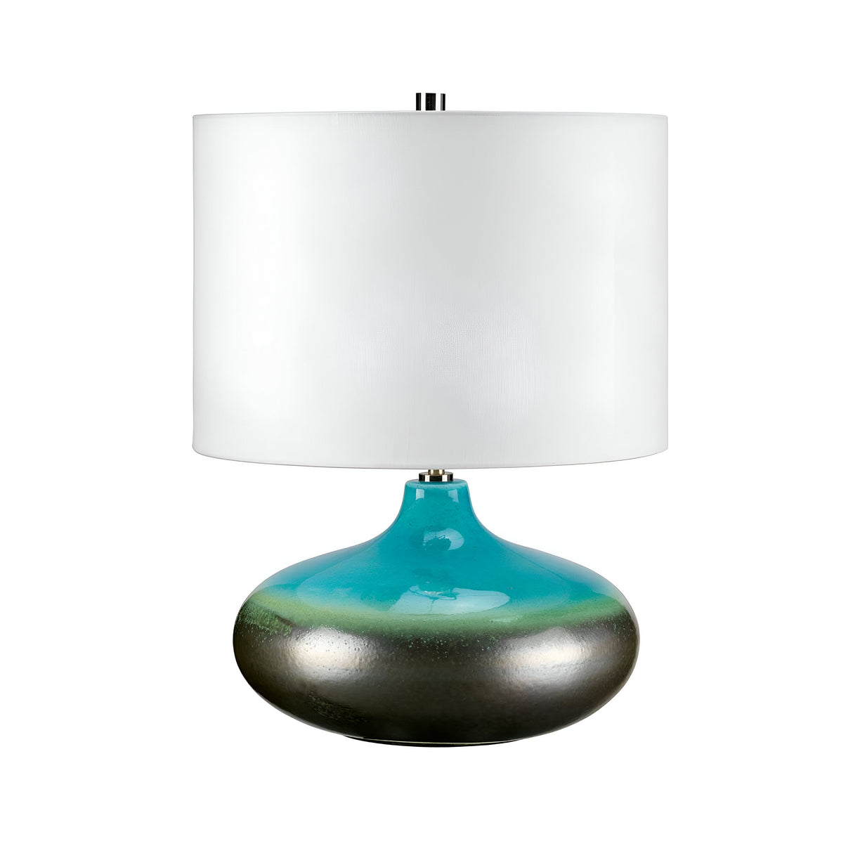 Laguna 1 Light Small Table Lamp - Turquoise and Graphite Glaze