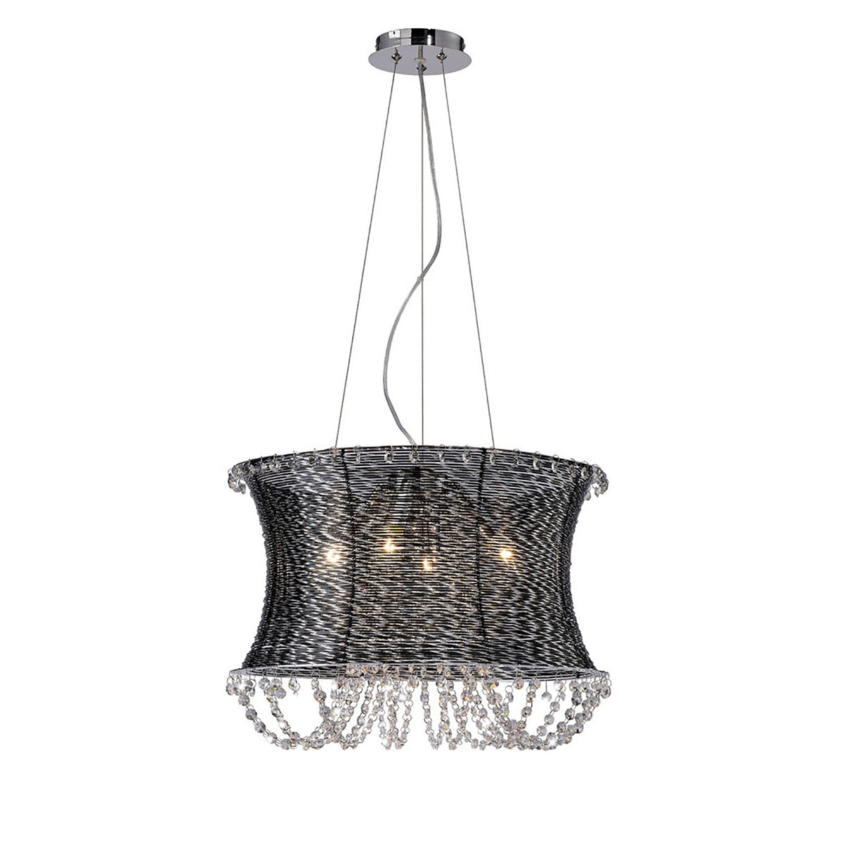 Lanzo 49cm Round 4 Light Crystal Chandelier - Black Chrome