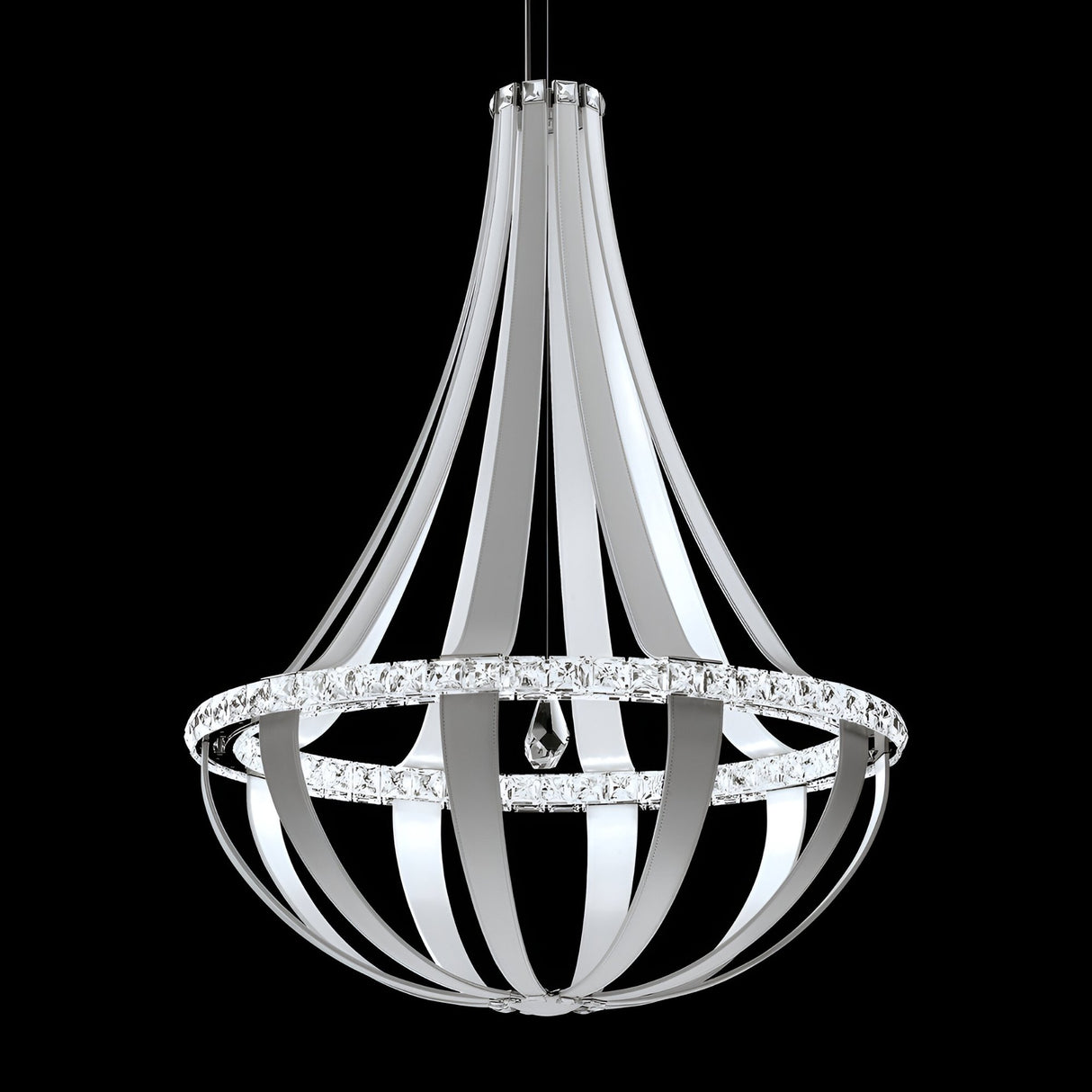 Tessaro LED K9 Crystal & Leather Large Chandelier - Grey