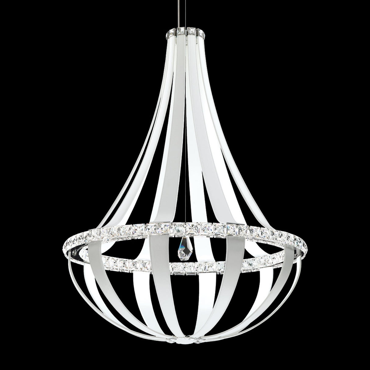 Tessaro LED K9 Crystal & Leather Large Chandelier - White