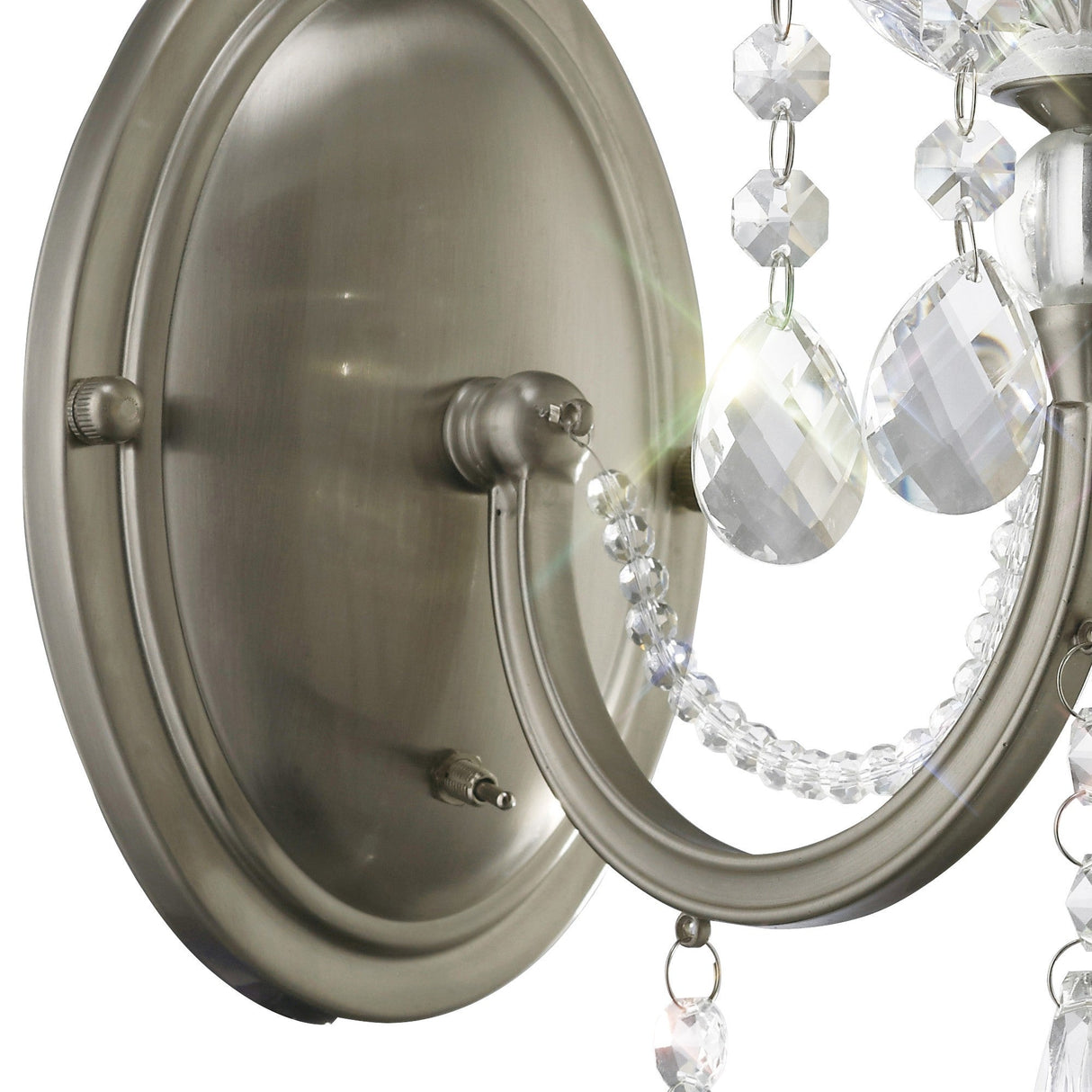 Leana 1 Light Crystal Wall Light With Switch - Nickel