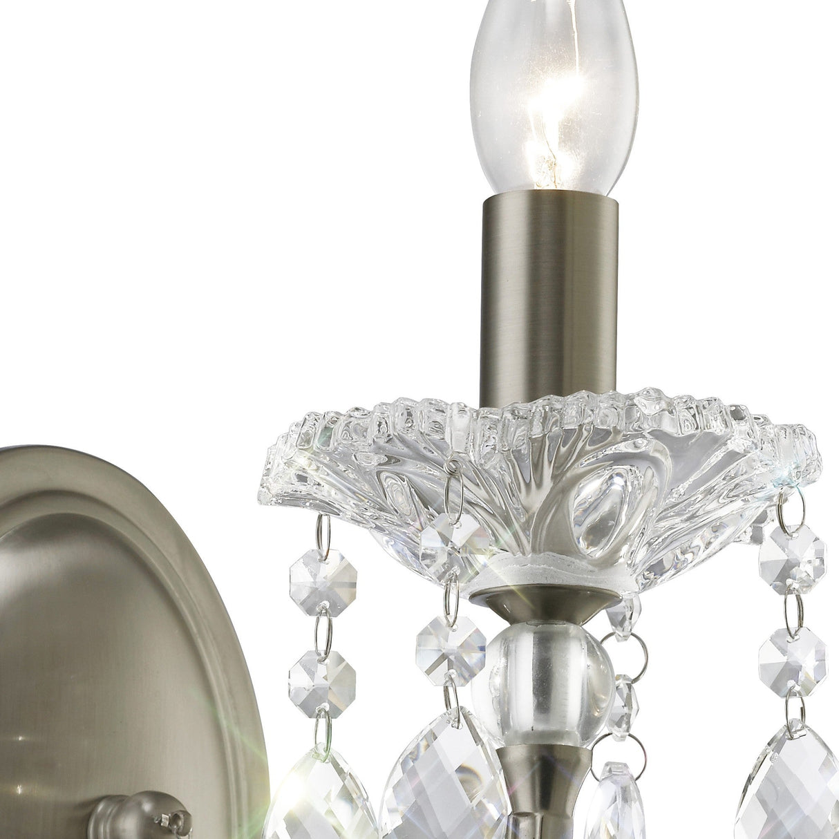 Leana 1 Light Crystal Wall Light With Switch - Nickel