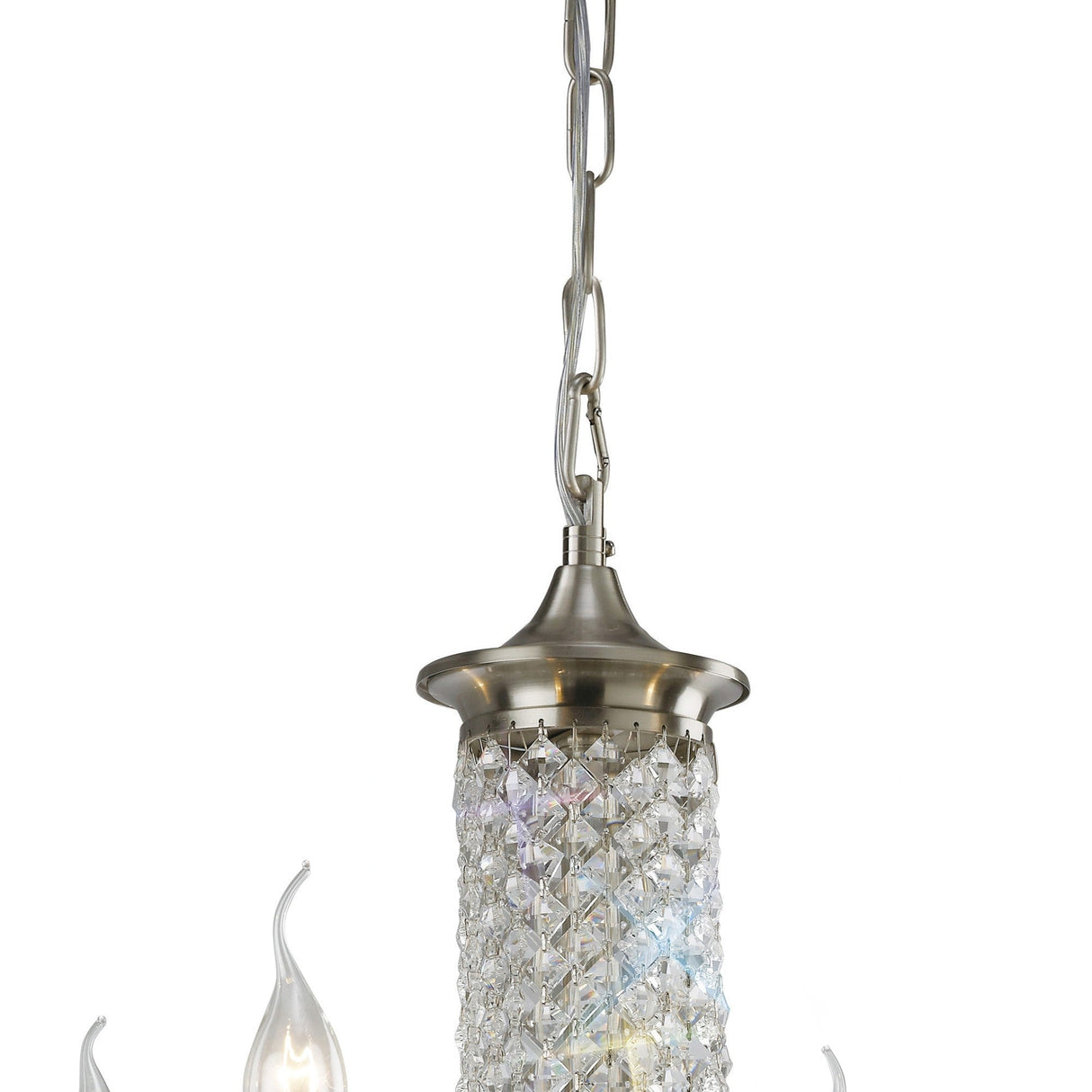 Leana 55cm 4 Light Crystal Chandelier - Satin Nickel