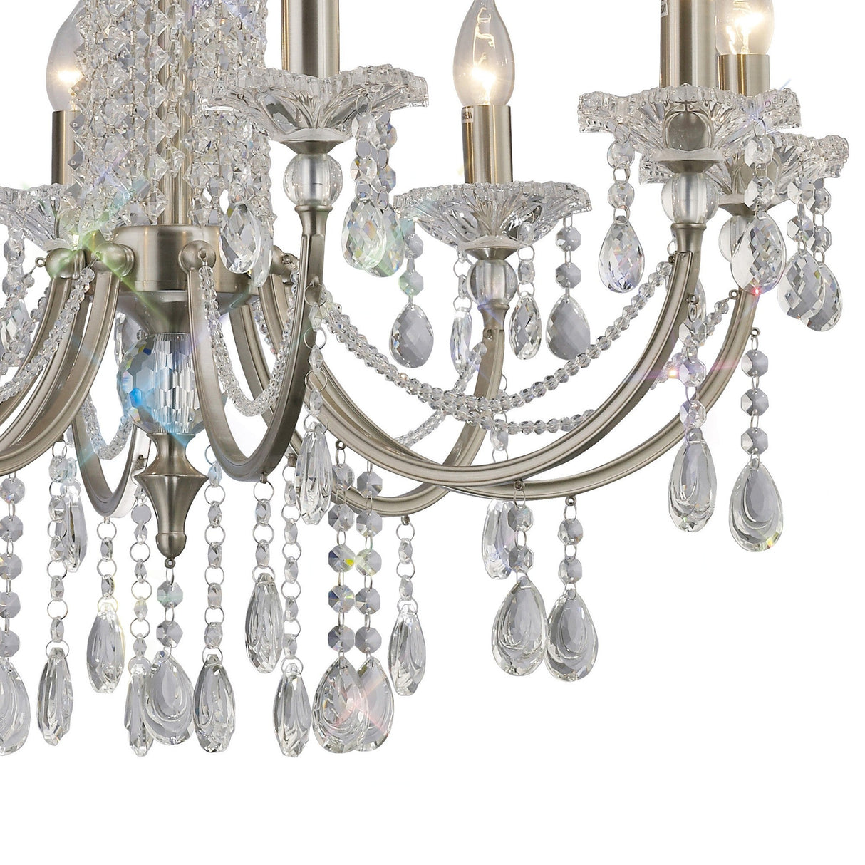 Leana 75cm 8 Light Crystal Chandelier - Satin Nickel
