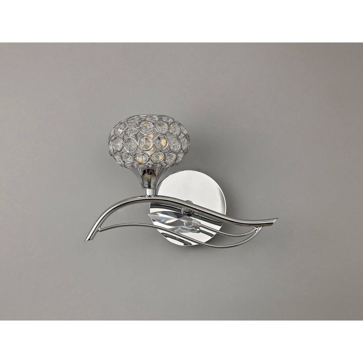 Leimo 1 Light Crystal Left Wall Light - Chrome