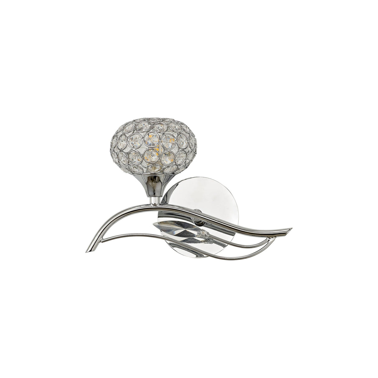 Leimo 1 Light Crystal Left Wall Light - Chrome