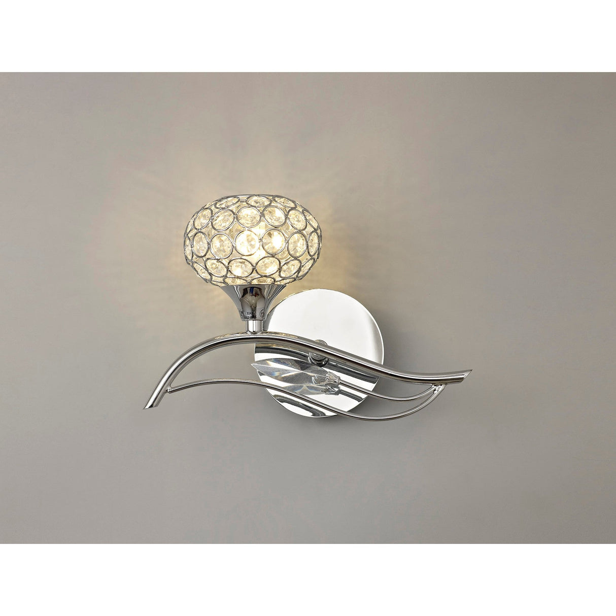 Leimo 1 Light Crystal Left Wall Light - Chrome