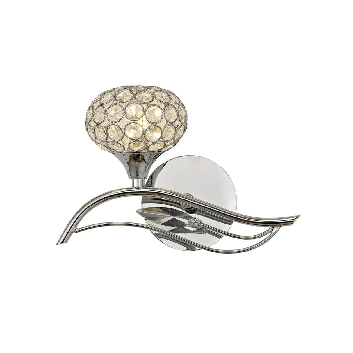 Leimo 1 Light Crystal Left Wall Light - Chrome