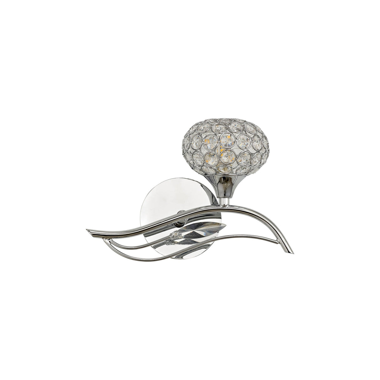 Leimo 1 Light Crystal Right Wall Light - Chrome