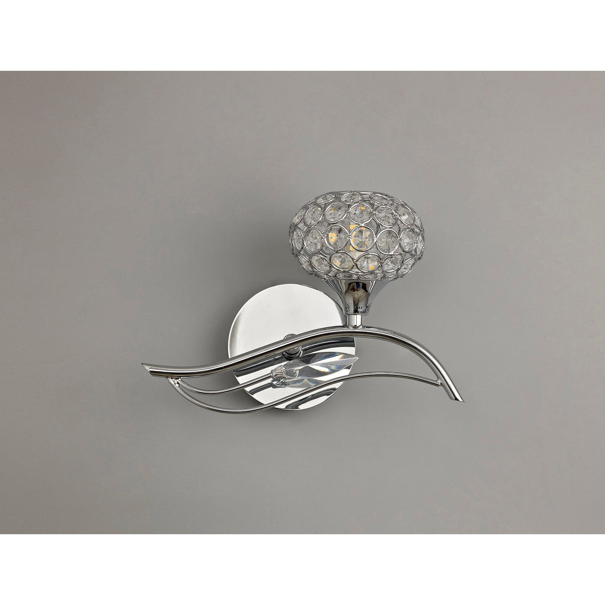 Leimo 1 Light Crystal Right Wall Light - Chrome