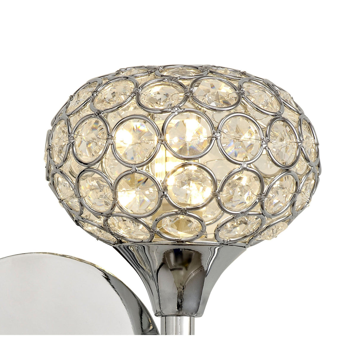 Leimo 1 Light Crystal Right Wall Light - Chrome