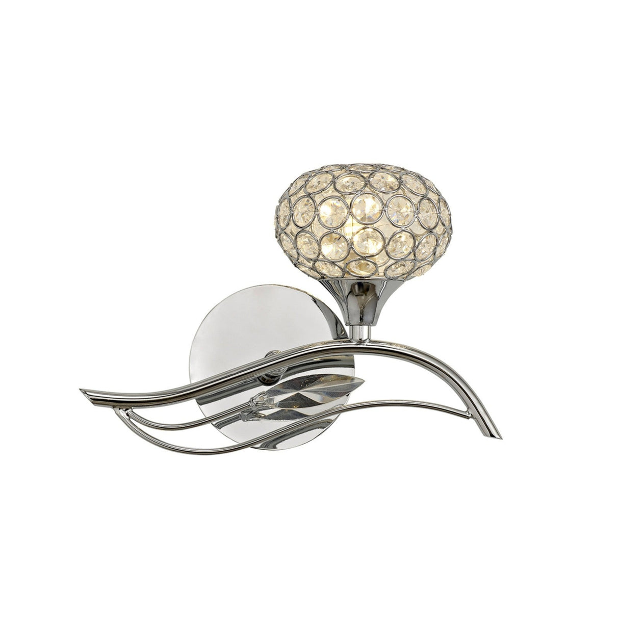 Leimo 1 Light Crystal Right Wall Light - Chrome