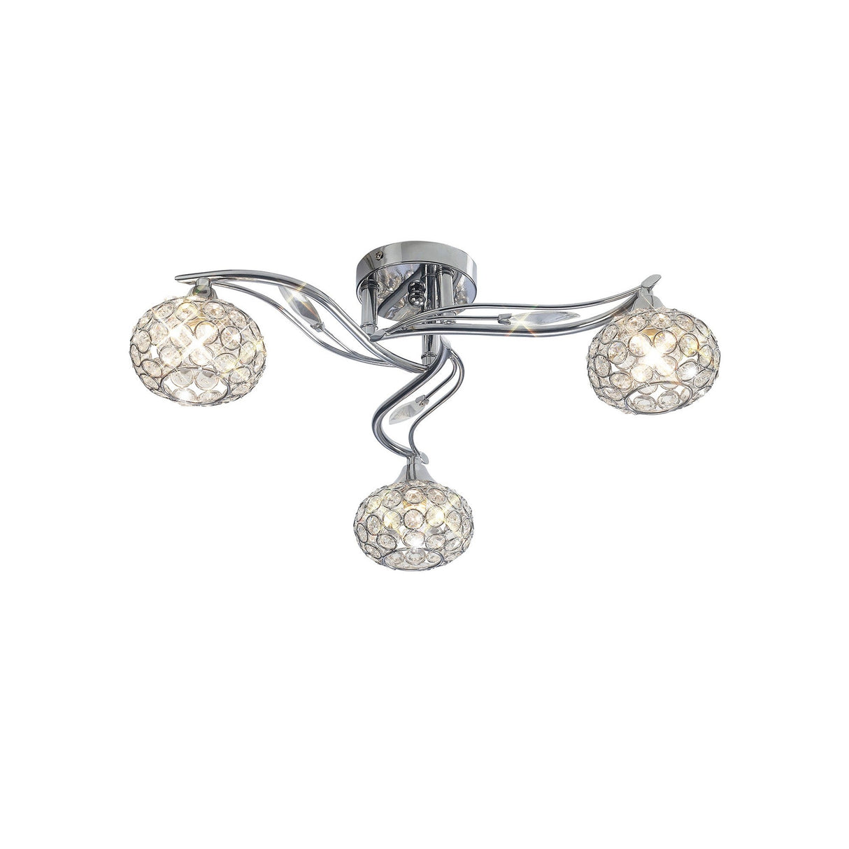 Leimo 3 Light Crystal Semi-Flush Ceiling Light - Polished Chrome