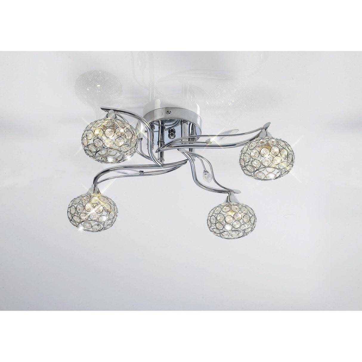Leimo 4 Light Crystal Semi-Flush Ceiling Light - Polished Chrome