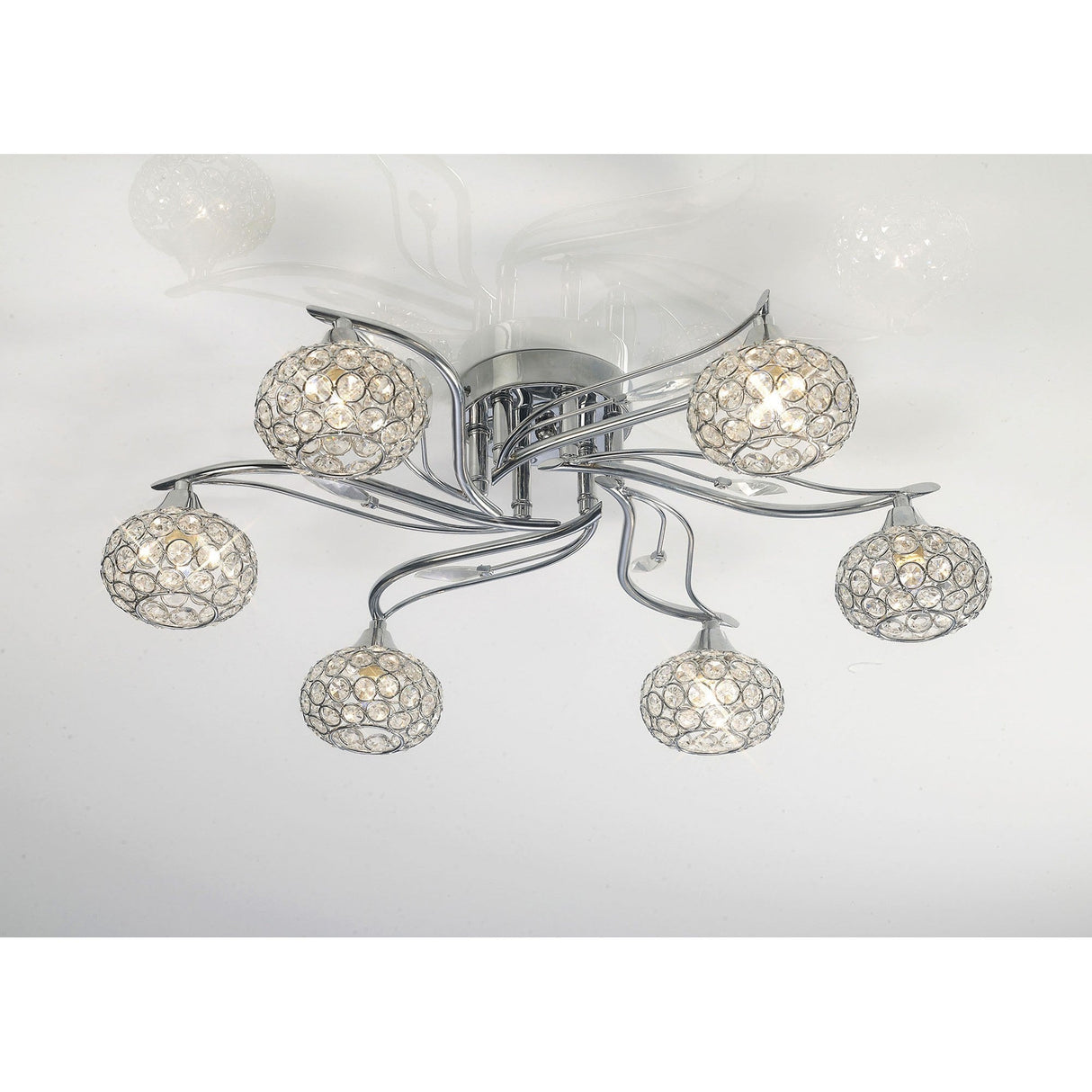 Leimo 6 Light Crystal Semi-Flush Ceiling Light - Polished Chrome